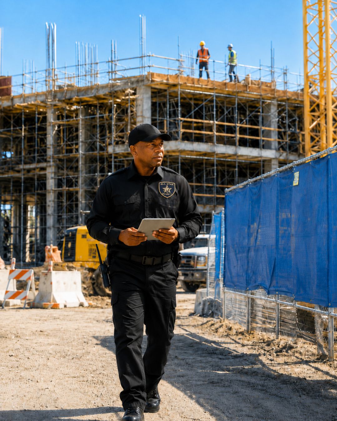 California security guard inspecting commercial transportation property